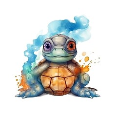 Wall Mural - Art illustration Character Cute turtle isolated background