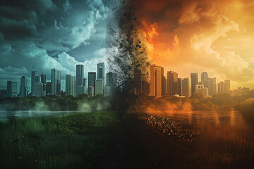 Wall Mural - Global warming and climate change concept