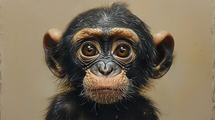 Poster -   A monkey's face in close-up, blurred due to its facial features