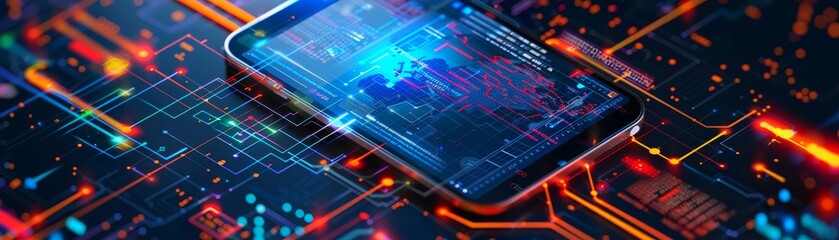 An application to create a network graph based on business analytics data on an isometric mobile phone. Trend analysis and coding process concepts for software development on cross-platform devices.