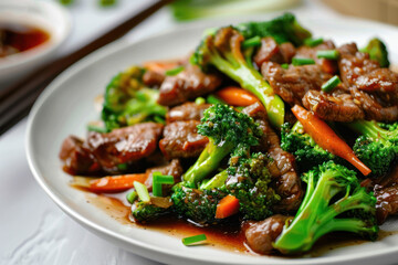 Sticker - Savory Beef and Broccoli Stir-Fry with Carrots and Green Onions
