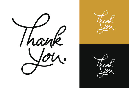 Thank You handwritten isolated on white background. Hand drawn lettering style, one line drawing, signature, typography, calligraphy, elegant, monoline. vector