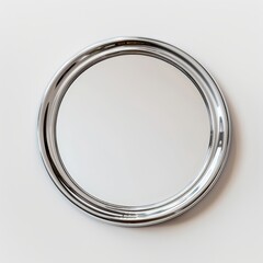 Round Silver Frame Wall Mirror Isolated on White Background. Generative AI.