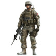 © ZeyBer - US Soldier in Full Combat Uniform Standing and Holding Rifle