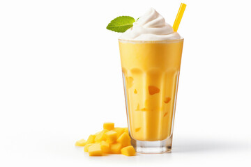 Wall Mural - mango smoothie on white background