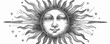 © Svitlana - Hand drawn sun with face, decor element. Astrology symbol in vintage engraving style isolated on white background. vector simple