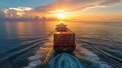 Canvas Print - container ship in import export and business logistics