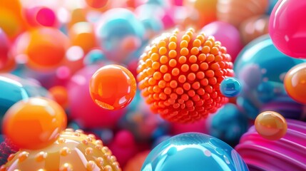 Wall Mural - Colorful abstract spheres with a vibrant and playful design