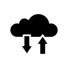 Collection cloud with arrow line icon. Upload and download cloud arrow vector symbols. Clouds with arrows up and down