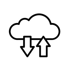 Collection cloud with arrow line icon. Upload and download cloud arrow vector symbols. Clouds with arrows up and down