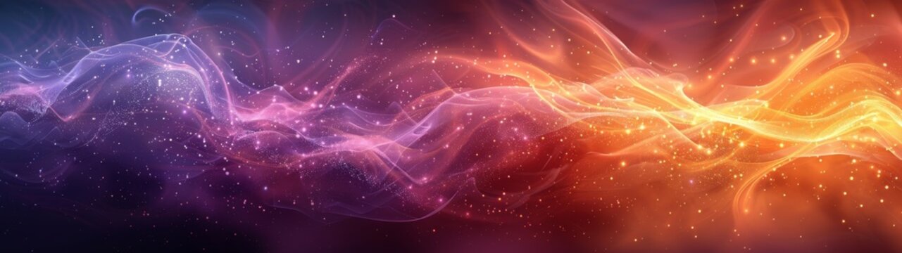 Abstract colorful background. Swirls of electric lavender and radiant gold blend harmoniously, casting an enchanting spell of vibrancy and warmth, akin to a celestial ballet in motion.