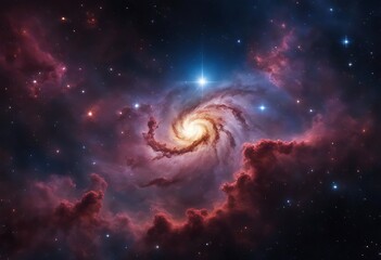 Wall Mural - Colorful space Spiral galaxy cloud nebula. Stary night cosmos. Universe science astronomy. Generative AI