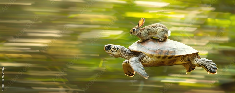 Rabbit Riding An artistic image featuring a rabbit riding on the back of a turtle ...