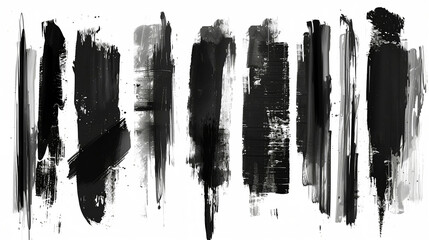 Wall Mural - Black ink stencils. Paintbrush, splash, spray, ink splatter and paint marks. Artistic graphic box, black blots, grunge brush strokes line black and grunge frames for text.