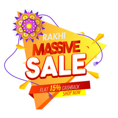 Wall Mural - Rakhi Massive Sale poster design with special offer on png background for advertising.