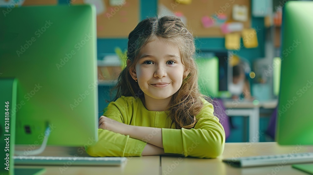Computer Science Classroom: Cute Little Girl Learning Coding ...