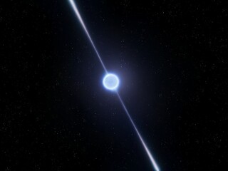 Wall Mural - distant neutron star. pulsar isolated on a black background. source of radio emission in space.