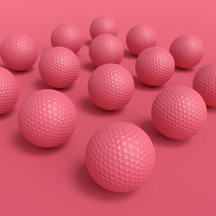 Wall Mural - Set of golf ball lying in row on monochrome background