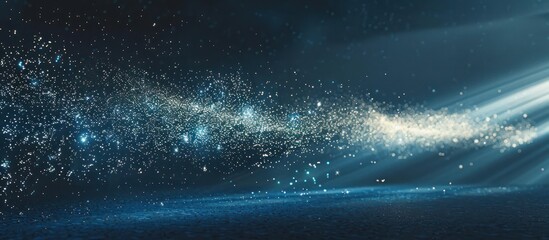 Wall Mural - the image shows a glowing blue and white comet with a tail of dust and gas.