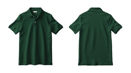 Wall Mural - Mockup of the front and back of a dark green polo shirt, cut out