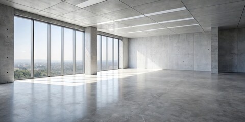 Canvas Print - Empty industrial space with large windows