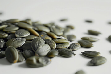 Wall Mural - pumpkin seeds on white background