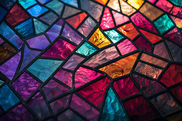 Wall Mural - Stained glass pattern, Seamless pattern, futuristic background  