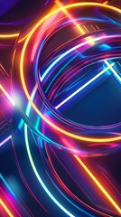 Wall Mural - vibrant neon light loops on dark background