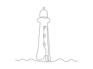 abstract lighthouse ,logo,continuous single line art hand drawing sketch