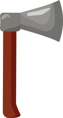 Wall Mural - Flat design vector graphic of an axe with a brown handle and gray blade, isolated on white