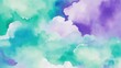 © Reazy Studio - Green blue and purple watercolor background abstract puffy clouds in bright colors