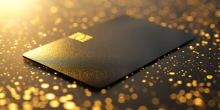 Black credit card with Golden chip