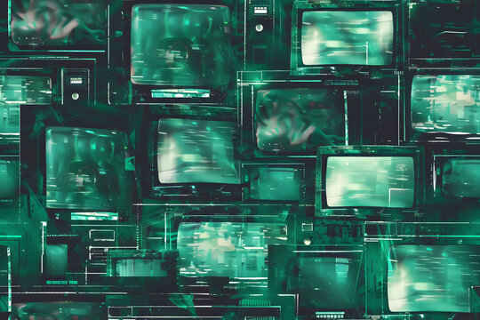 seamless faded horror green retro vhs scanlines or tv signal static noise pattern television screen or video game pixel glitch damage background texture vintage analog grunge dystopiacore backdrop AI