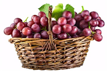Wall Mural - a basket of grapes with leaves