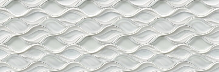 Leinwandbilder - White geometric leaves 3d tiles texture Background banner panorama, seamless pattern
