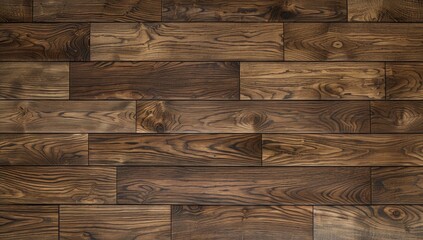 Wall Mural - A top view of the wooden floor with a texture of natural oak wood, with visible grain and color variations in each strip, creating an organic feel.