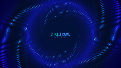 Poster - Abstract Blue Glowing Geometric Lines Dots Background. Modern Shiny Blue Dots Pattern. Digital Technology Futuristic Concept. Design for Cover Banner Website. Vector Illustration.