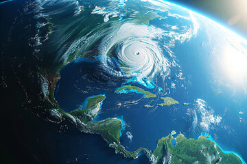 satellite view of atmospheric cyclone. the eye of the hurricane from space. super typhoon, tropical 
