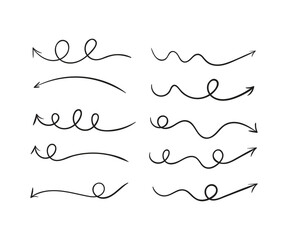 Fototapete - Hand drawn arrow mark icons vector. Isolated vector hand drawn arrows set on a white background