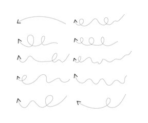 Aufkleber - set of vector dotted arrows. design elements. Hand draw doted line vector icons set