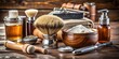 © lovetnihouse - Vintage grooming set with shaving brushes and soap.