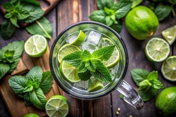 Canvas Print - Refreshing mojito with lime and mint leaves.