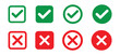 © MKInayem - tick and cross button. set of green and red check box with yes and no sign. vector symbol on transparent background.