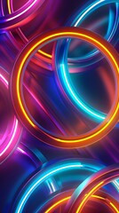 Wall Mural - Vibrant neon lights abstract background with swirling colors