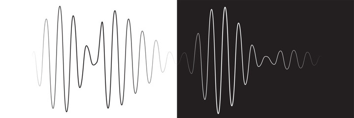 sound icon set. digital recorder voice audio wave vector symbol. soundwave frequency icon in black and white color. Sound waves, Equalizer, Audio waves, Radio signal, Music.