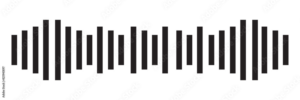 Simple Sound Wave Line Radio Wave icon. Monochrome simple sound wave on transparent background ...