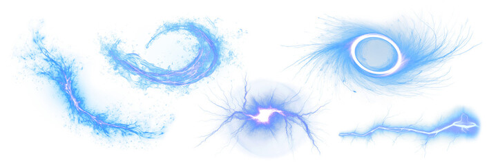 Fire effect png element set on transparent background