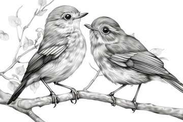 Poster - A couple of birds sitting on top of a tree branch. Suitable for nature and wildlife themes