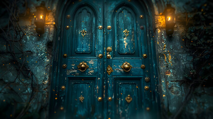 Poster - A close-up of an old, creaky door opening with spooky sounds echoing