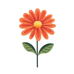 Wall Mural - Flat Design of a Flower Isolated on Transparent Background, PNG, Cut Out.